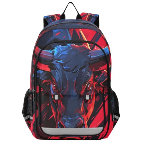 Sac à dos scolaire taureau cool pour enfants et adolescents, idéal pour l'école et les voyages