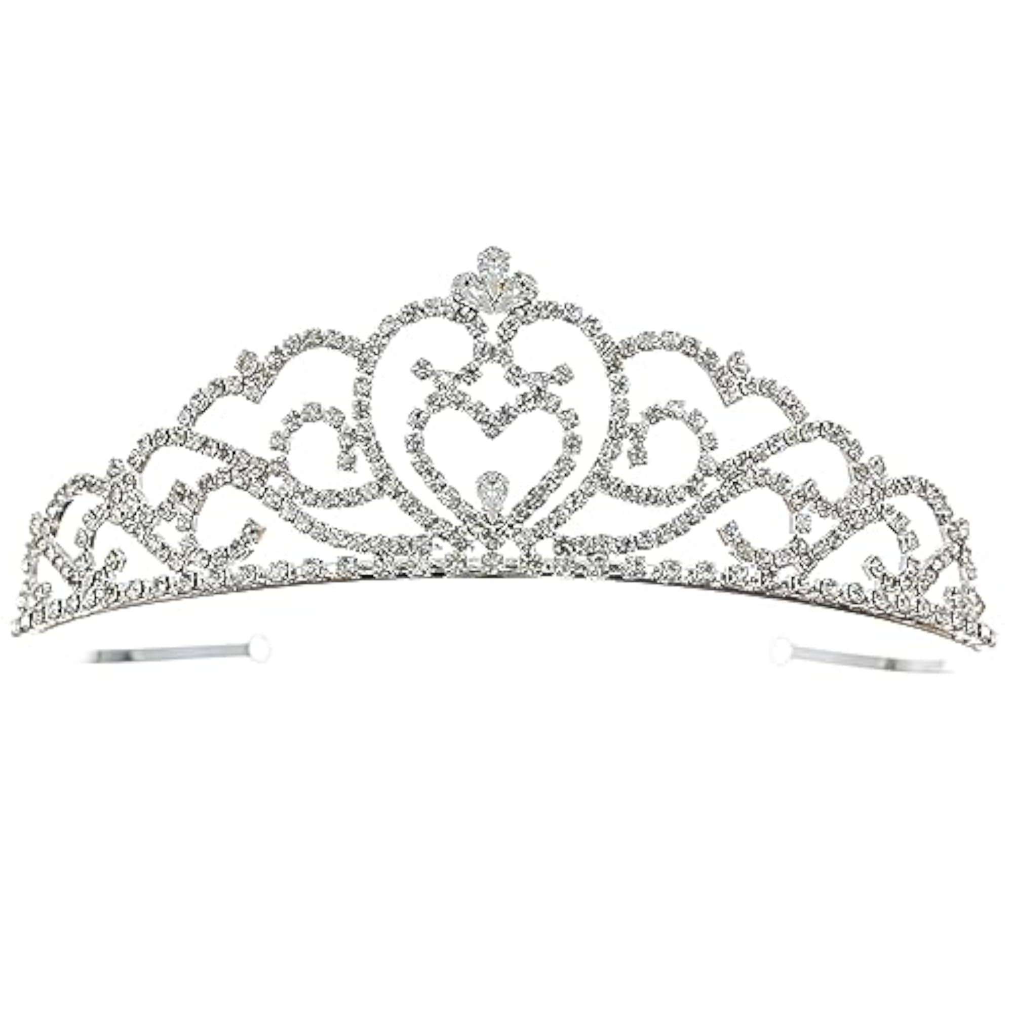 Hearts Love Rhinestone Crystal Bridal Tiara Crown