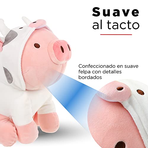 Miniso 12'' Sitting Piglet Stuffed Animals Kawaii Plush, Pig Cute Soft Plushies Body Pillow, Piglet Plush Throw Pillow Doll Plush Toys Gift For Valentine's Day Christmas(Cow Hoodie) #TOP3