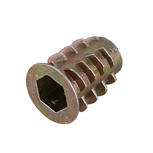 Kqcibz 20 Pieces M6x 15mm Hexagon Socket Screw Thread Insert nut for Wood, Brass