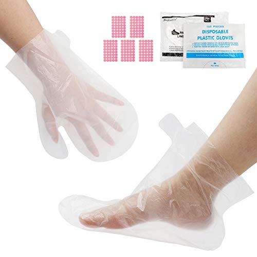 200 Counts Paraffin Wax Liners, Larger and Thicker Plastic Hand and Foot Bags, Plastic Paraffin Bath Mitt Glove and Sock Liners Paraffin Wax Mitts for Therabath, Wax Treatment and Paraffin Wax Machine