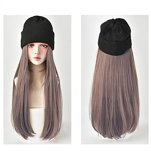 SABALON Wig Cap Long Synthetic Beanies Hat with Hair Wigs