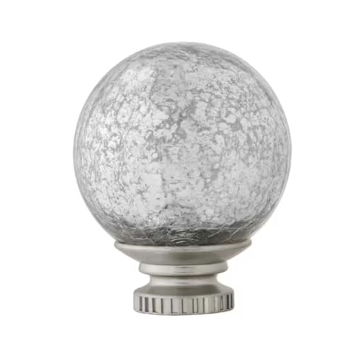 LYTIO F1601K01BN Brushed Nickel Glass Sphere Curtain Rod Finial (Set of 2)