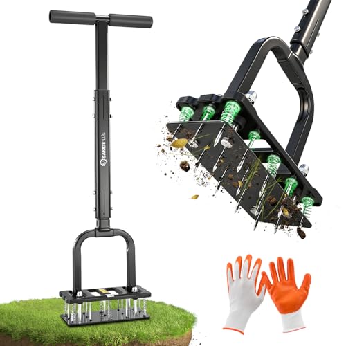 Image of Sakerplus Aerator Lawn Tool, Spike Lawn Aerator with Self-Cleaning Tines