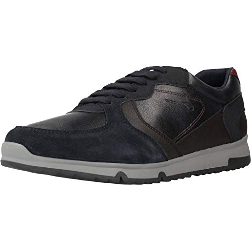 Geox Hombre mínimo Wilmer, de Caballero Zapatillas,Zapatos Deportivos,Zapatillas con Cordones,Transpirable,Calzado,Sneaker,Navy/DK Coffee,43 EU / 9 UK
