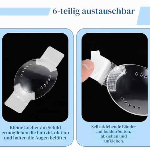 Augenschutz nach Kataraktoperationen, Kunststoff, bequem, transparent, mit Belüftungslöchern, für Kinder und Erwachsene nach Operationen, Augenschutz, 6 Stück