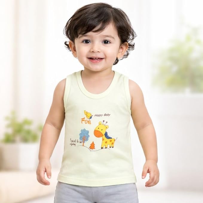Image of Boy's Regular fit Vest 100% Cotton Vest for Boys | Multicolor | Skin Friendly | Lightweight | Sleeveless Design | Pack of 3
