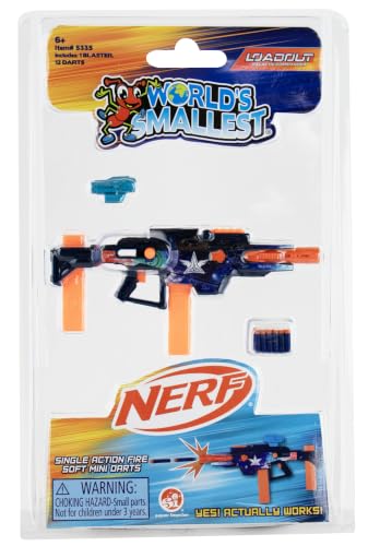 World’s Smallest Nerf Loadout Galactic Commander Blaster for Kids, Mini Toy Nerf Gun, Includes 12 Mini Darts, Ages 6 and Up, 3.5 Inches