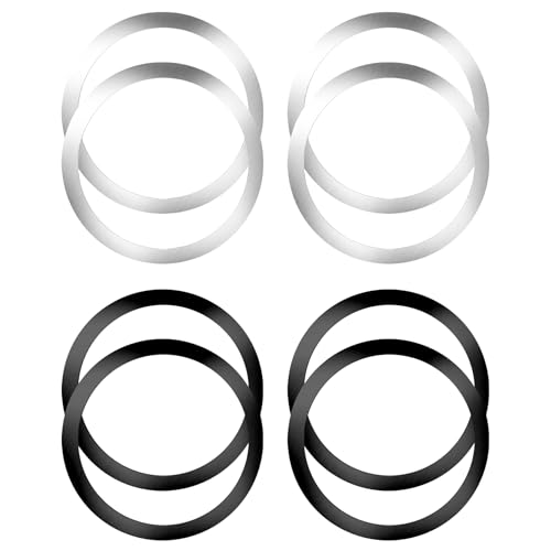 KornaDoz 8 Pack Ultra-Thin Magnetic Metal Ring Plates for Phone Cases, Universal Adhesive Adapter Kit for Seamless Wireless Charging & Secure Accessory Attachment, All Smartphones - Black & Silver