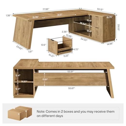 Tribesigns 78" L Shaped Executive Desk