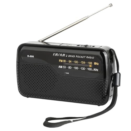 Raypow Radio de Portátil, Radios de Transistor Am FM Bolsillo Portátil Funciona con 2 Pilas AA, Radio de Pequeña de Bolsillo Viaje FM,Altavoz Fuerte,Uso en Interiores, Exteriores. (Negro)