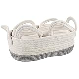 FRCOLOR 3個編み込みペットおもちゃ収納バスケット 大型キャリーハンドル付き 犬のおもちゃ箱 コッ素材 ポータブル 整理収納 デスクトップ対応