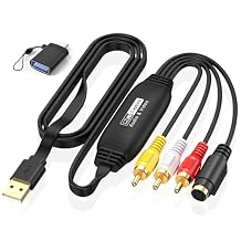 USB 2.0 Extension Cable Video Capture Card RCA Male Port, VHS to Digital Converter, DVD RCA S-Vedio to USB Audio Converter,Convert Digital from VHS VCR Mini DV for MAC/PC