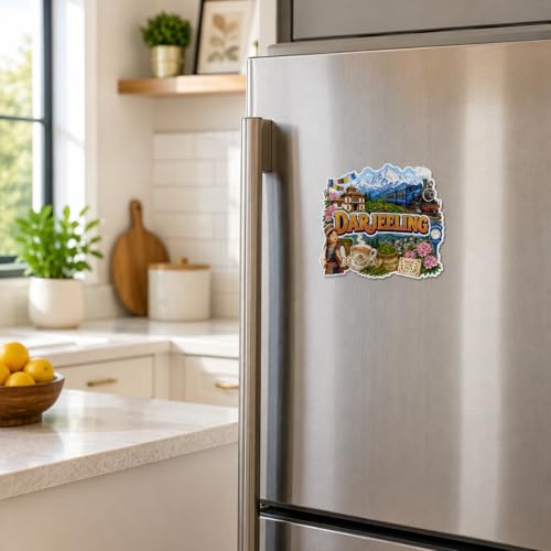 Image of Zesta Wooden Fridge Magnets Set | Refrigerator Decor Magnets for Kitchen | India Souvenir Fridge Magnet Collection | Wooden Magnet for Fridge Door Decoration (Darjeeling)