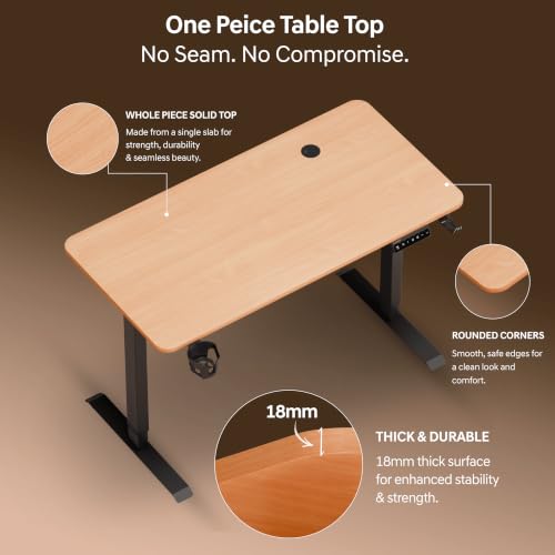 Image of Dr Luxur Stallion Electric Standing Desk | Height Adjustable | 70kg Load | 3 Memory Presets | Zero Wobble | Child Lock | Low Noise Motor | 4 Year Warranty | Metallic Frame (Estate Oak, 1000 * 600 mm)