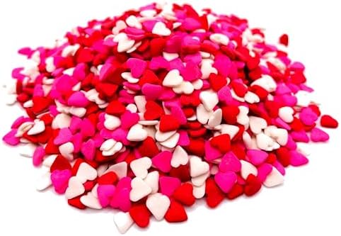 Say It from the Heart Sprinkles - 8 OZ Resealable Stand Up Candy Bag - Pink, White, and Red Heart Shaped Sprinkles - Valentines Day Themed Sprinkles for Desserts and Baked Goods