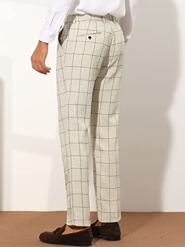 Lars Amadeus Formal Plaid Dress Pants for Men's Slim Fit Business Office Checked Suit Trousers3