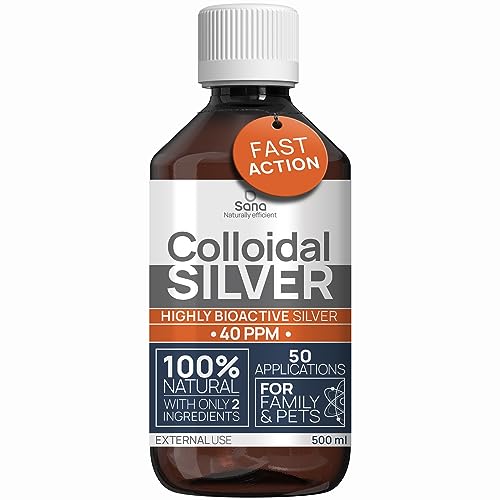 Colloidal Silver 40 PPM 500 ml - for Humans & Dogs - Silver Water Small Particles for Results - Carbon Neutral