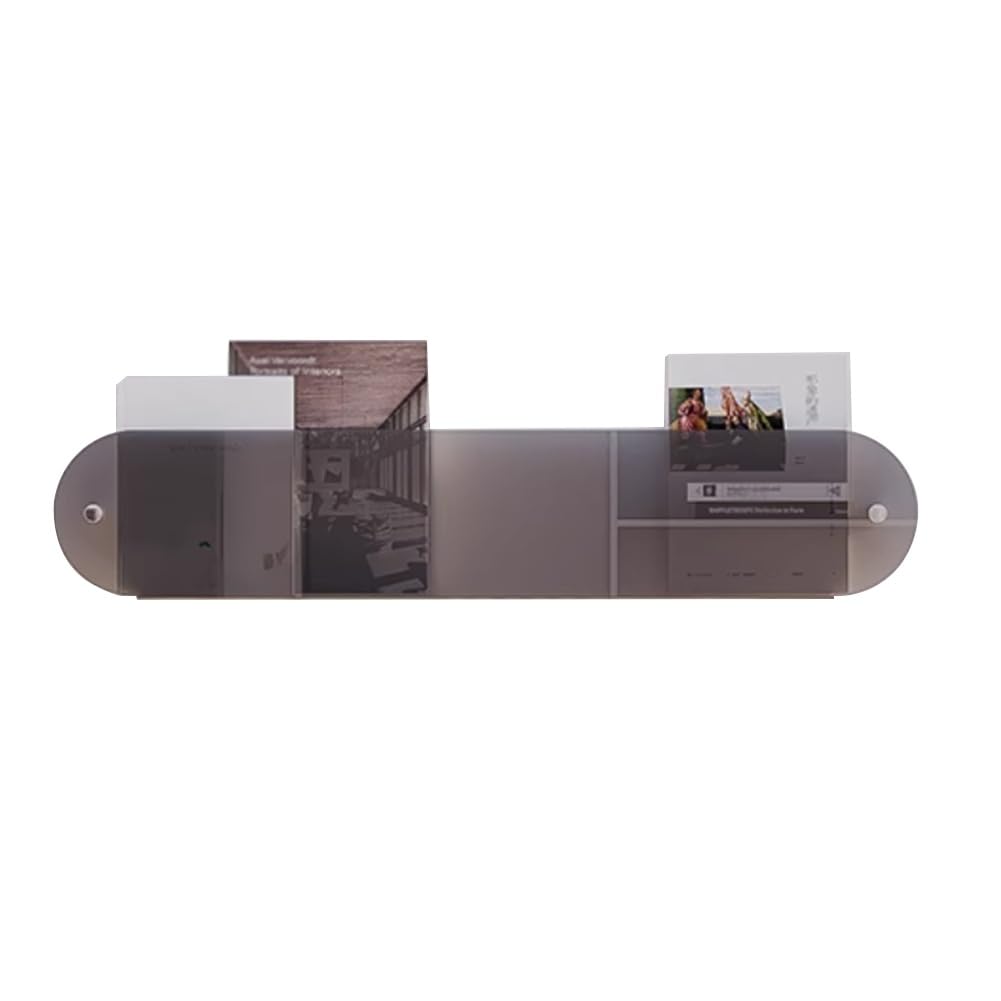 BTYQKZVPM Modern Acrylic Magazine Rack, Acrylic Wall Mounted Floating Bookshelf Organizer Multi-Room, 80-120cm(Grey,100cm/39.4in)