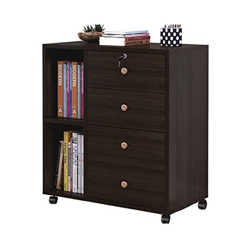 Archivador móvil de madera para oficina, organizador de cajones con cerradura, ahorra espacio, almacenamiento de archivos rodantes, muebles de oficina seguro, almacenamiento versátil de actividades
