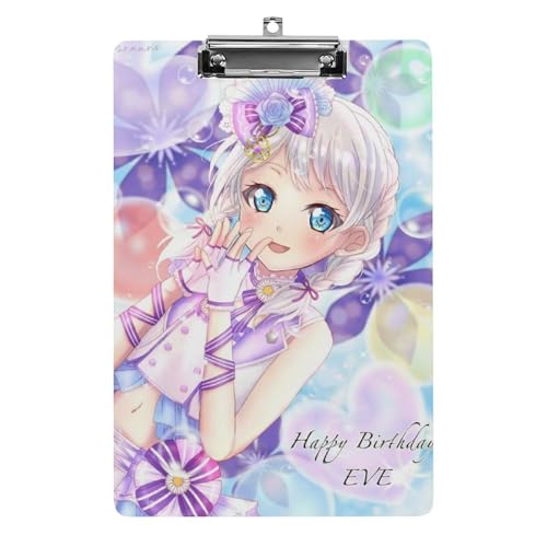バンドリ パステル パレット パスパレ 若宮イヴ クリップボード 用箋挟 クロス貼 A4 縦 ファイルバインダー ファイルボード クリップホルダー アクリル板 軽量 携帯便利 文房具 メタルクリップ付き A4用紙保持する 書類整理 会議パッド 学生 教師