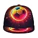 Unisex Adult Football Ball Fire Soccer Baseball Cap Snapback Dad Hat for Camping Golf Outdoor Activities, Fashionable Adjustable Snap Military Cap, One Size Fits Most