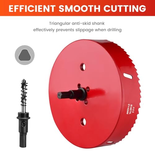 4 Inch 102mm Bi-Metal Hole Saw Drill Bit, M42 HSS Triangular Shank Hole Saw with Spring, Hole Cutter Tools for Wood Metal Plastic PVC Plywood Pipes Ceiling Drywall Fast Chip Removal - Image 5