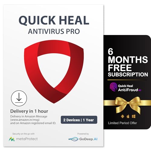 Image of Quick Heal Antivirus Pro | Windows PC /Laptop | 2 PC, 1 Year | AI-Based Virus Protection | Email Delivery in 1 hr |+ 6 month AntiFraud.AI for IOS /Android