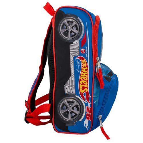 Image of AI ACCESSORY INNOVATIONS Hot Wheels Blue Sneddon #25 Twinduction Race Car Shaped 14 inch Mini Backpack, Kids School Bag, Blue