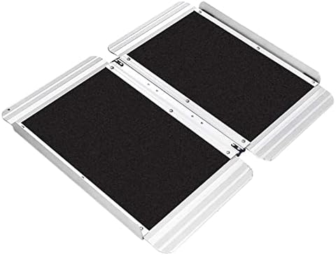 折りたたみ式アルミ製車椅子用スロープ。滑り止め加工で持ち運び可能。家の出入り口、トロリー、スクーターの乗り降りに便利。