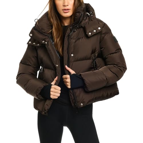 SAM nyc womens cropped JORDY puffer jacket in caviar black