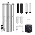 FACHIOO 2.25G Gravity-Fed Water Filter System with 4 Filters, Water View Spigot and Stand, NSF/ANSI 42 Standard, Reduce Chlorine, for Home, Camping, RVing, Off-Grid, Emergencies
