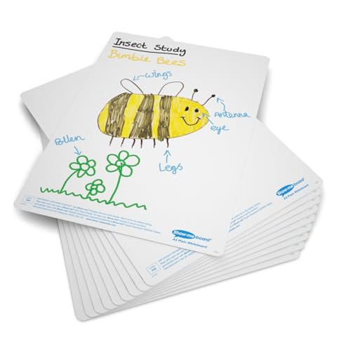 Show-me A4 Double-Sided Drywipe Whiteboards – Pack of 10 – Plain, Lightweight & Durable – Ideal for Classroom & Student Use – Includes Free Teacher Resource Booklet