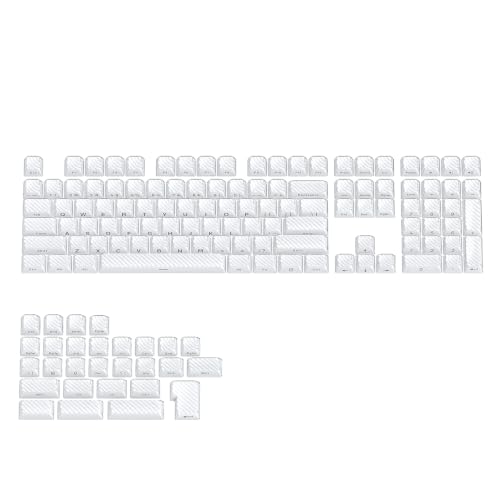 Image of 136 Keys Crystal Pudding Keycaps, OEM Profile Side Printed Keycaps Set, ABS+PC Double Shot for MX Switches Mechanical Keyboard(White)