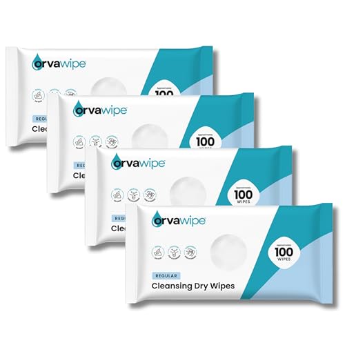 OrvaWipe Regular Patient Cleansing Dry Wipes. Large 32x26cm Dry Wipes. (4 Packs of 100 Wipes - 400 Wipes)