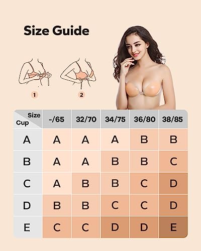 Boobybear Sticky Bra, Strapless Backless Bras For Women, Adhesive Sticky Invisible Lifting Push Up Reusable Silicone Bra (Nude, B Cup) #TOP6