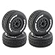 Yuikome 4 StüCk 112 Mm 1/10 Short Course Truck Reifen Reifen Rad mit 12 Mm Sechskant für Slash Arrma SENTON VKAR 10SC RC Car