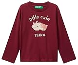 T-shirt col rond à manches longues, imprimé à l'eau pailleté