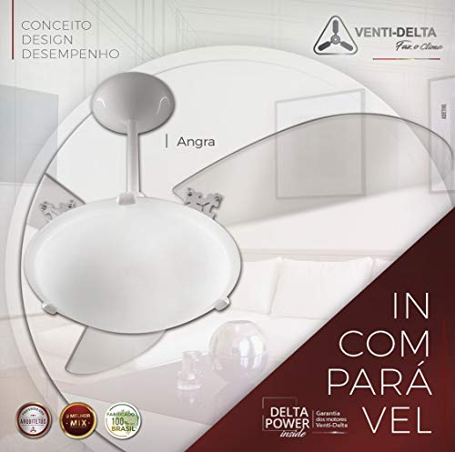 Venti-Delta Ventilador de Teto Angra 3 Pás Transparentes 127 C3V, 113100, 130 W, Branco