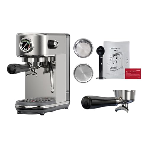 Focket , Profesional de Temperatura Ajustable a Presión de 1,3 L y 20 Bar con Pantalla Digital, Espresso Semiautomática de Acero Inoxidable para Uso Doméstico (Enchufe europeo 220V)