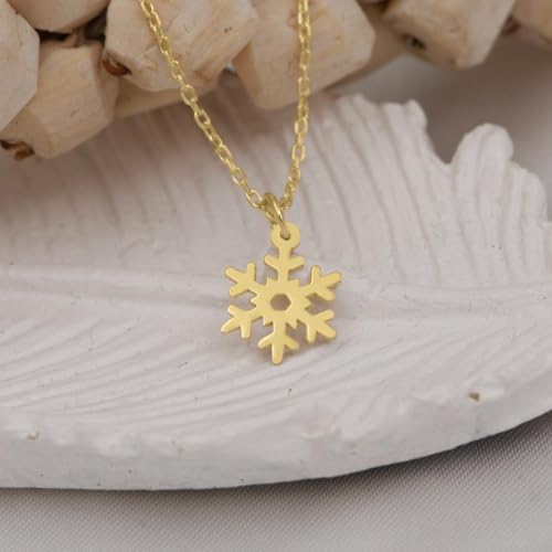 Collier flocon de neige en argent plaqué or, le cadeau idéal et mixte