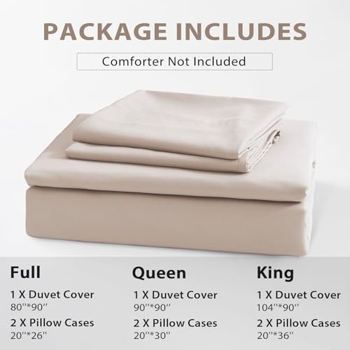 Sasttie Duvet Cover King, 3-Piece Ultra Soft Double Brushed Bedding Sets for All Season Use, Includes 1 Duvet Cover 104x90 Inches, 2 Envelope Pillowcases 20x36 Inches, Beige by Sasttie - Image 8