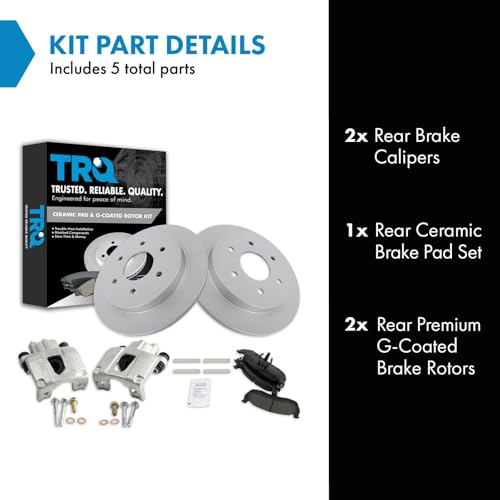 Image of TRQ Rear Brake Pad and Rotor Set Ceramic G Coated Rotors Calipers