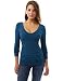 PattyBoutk Women's V Neck Ruched Long Sleeve Blouse (Dark Azure M)