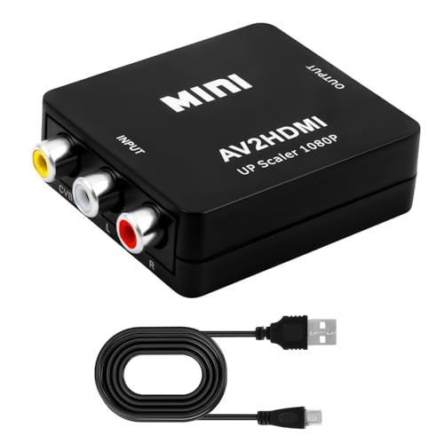 RISVOWO Adaptateur RCA vers HDMI compatible avec 1080P 60 Hz, câble USB-C pour Wii/PS2/PS3/PC/Xbox/SNES/N64/STB/VHS/VCR/DVD/appareil photo
