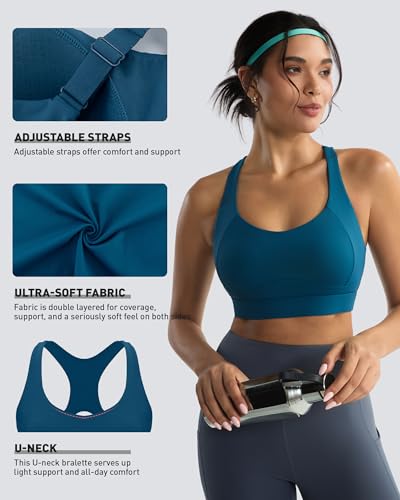Image of RUNNING GIRL Adjustable Straps High Impact Sports Bra for Women,High Support Workout Sports Bras with Sewn in Pads