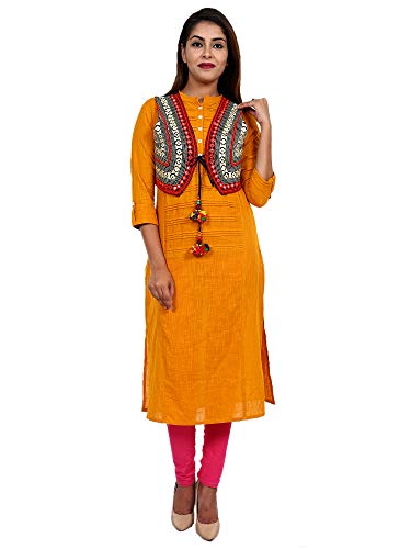 Image of Craft Trade Women's Cotton Embroidered Kutchi Jacket with Tassels Sleeveless Mirror Work