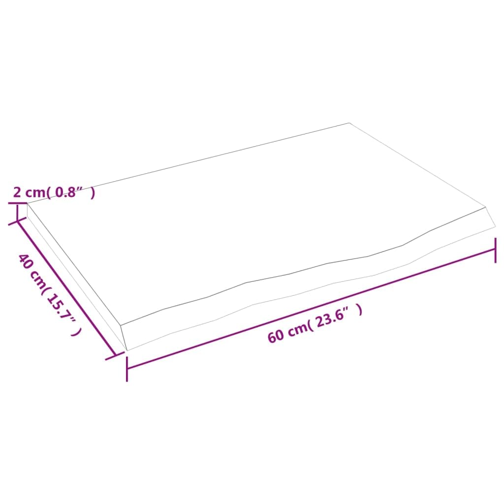 vidaXL Waschtischplatte, Multifunktional Arbeitsplatte mit Naturkante, Waschtischkonsole Tischplatte für Badezimmer, Holzplatte Platte Badmöbel, 60x40x2 cm Massivholz Unbehandelt