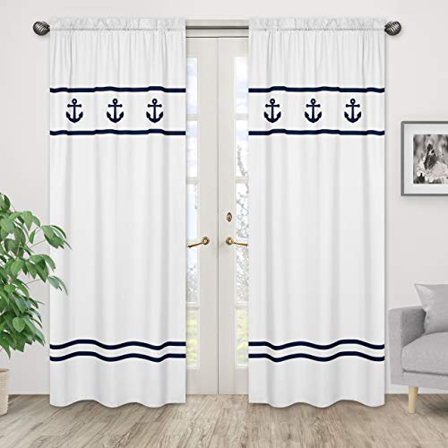Sweet Jojo Designs Window Treatment Panels For Anchors Away Nautical Navy And White Collection - Set Of 2 #TOP1
