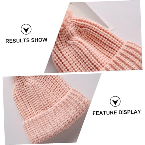 Beaupretty Baby Knitted Hat for Boys and Girls Thick Warm Woolen Beanie for Infants Cute Candy Color Winter Knit Cap Pink2